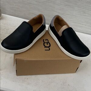 UGG Men's Black Leather Slip-Ons